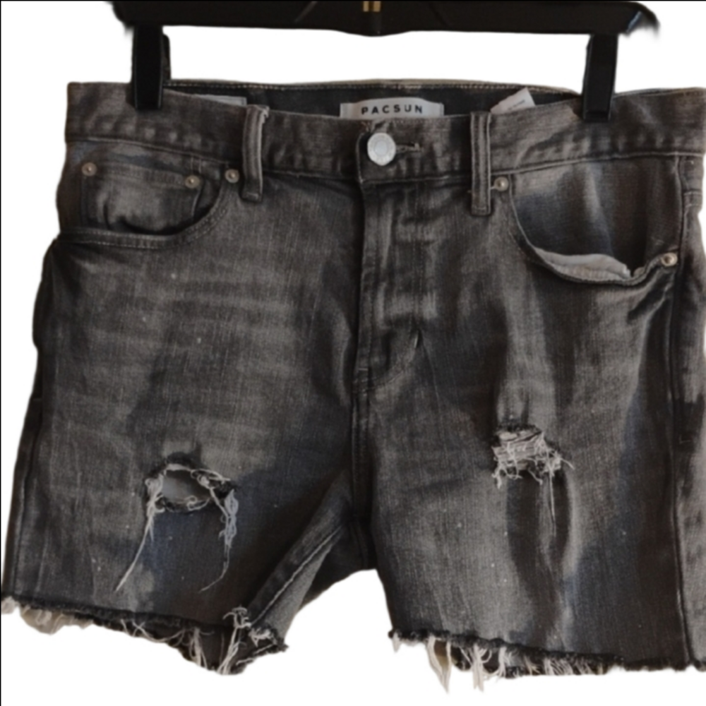 PacSun Gray Distressed Cut Off Shorts with Vintage Appeal. Size 30.